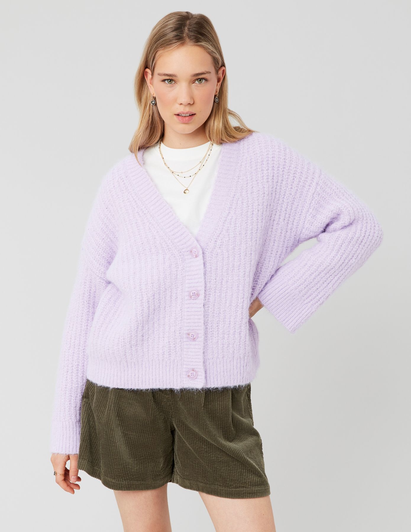 Gilet boutonné maille perlée