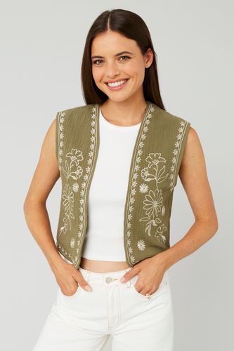 Veste sans manches brodée