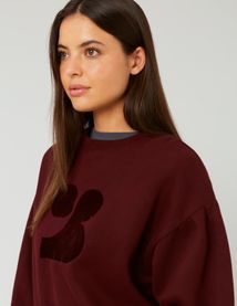 Sweat col rond imprimé flock