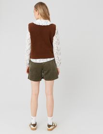 Pull sans manches bouclette