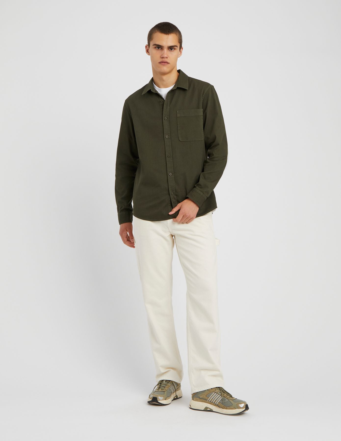 Chemise droite twill uni