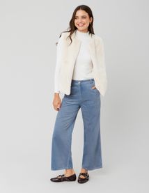 Pantalon wide leg velours cropped