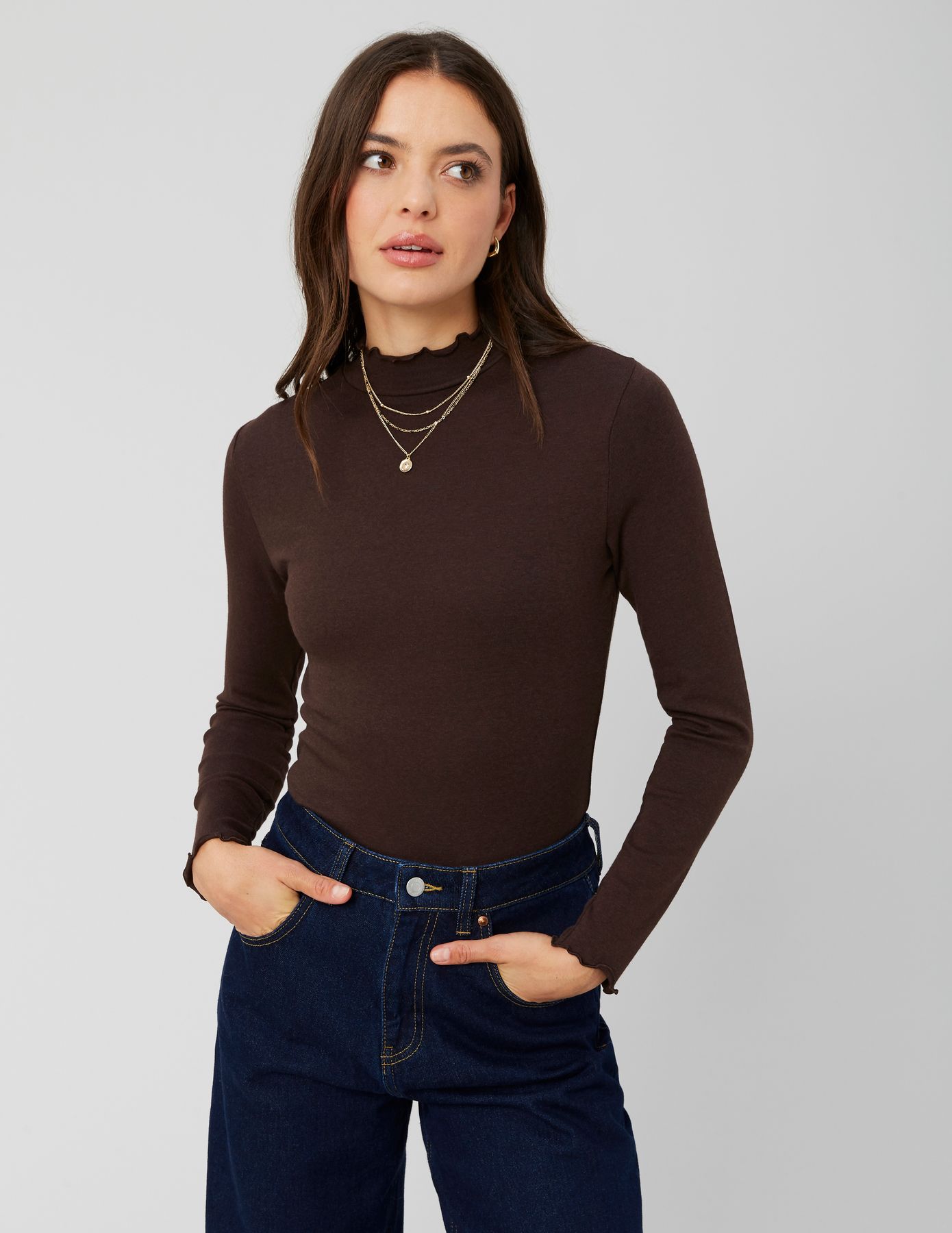 T-shirt col montant uni