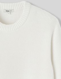 Pull col rond matière fantaisie