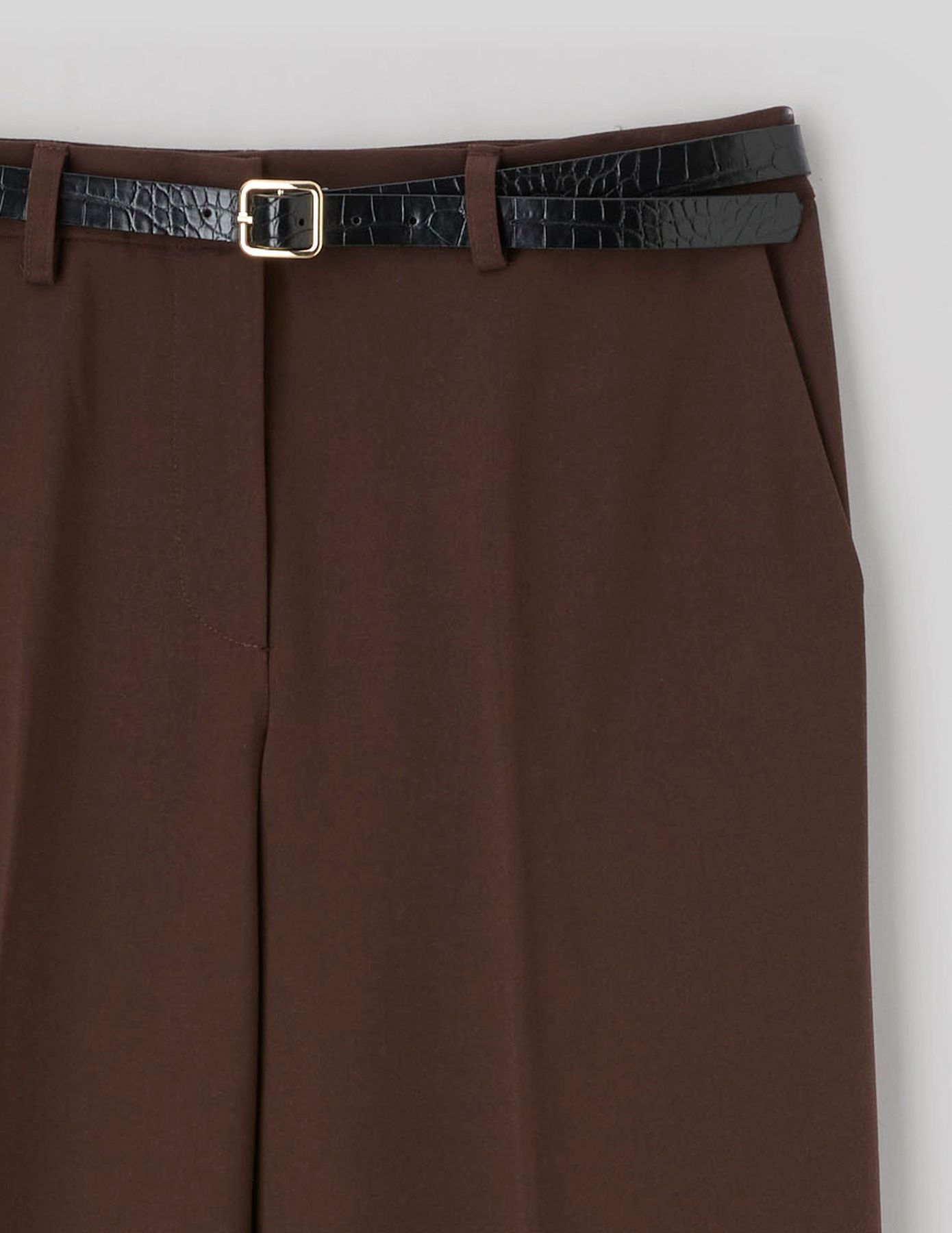 Pantalon droit &agrave; ceinture