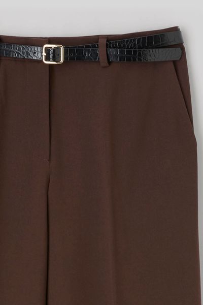 Pantalon droit &agrave; ceinture