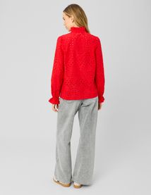 Chemise col montant broderie anglaise