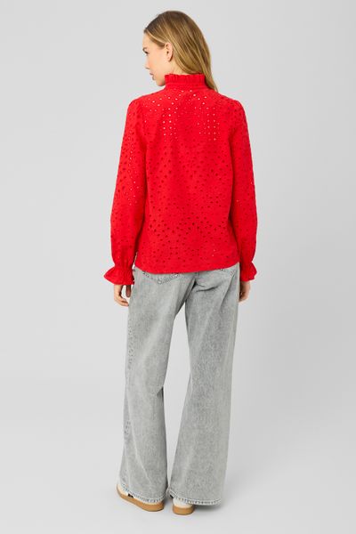 Chemise col montant broderie anglaise