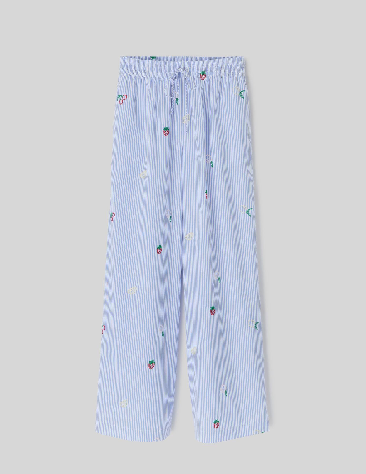Pantalon rayé brodé