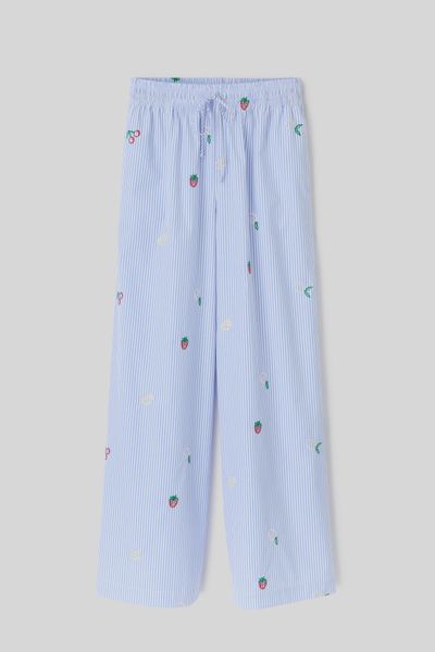 Pantalon rayé brodé