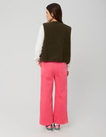 Pantalon wide leg velours cropped