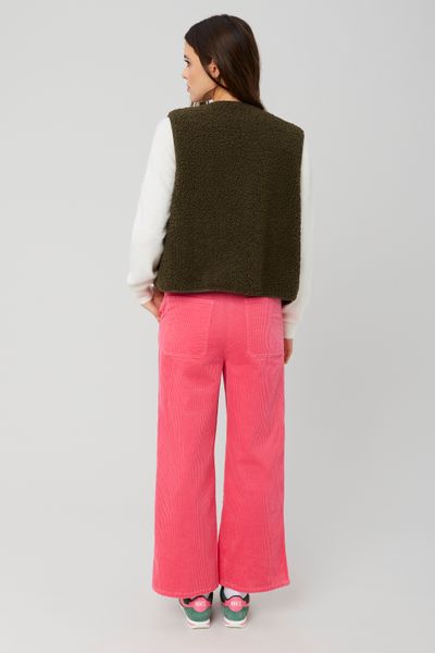 Pantalon wide leg velours cropped