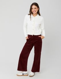 Pantalon wide leg velours cropped