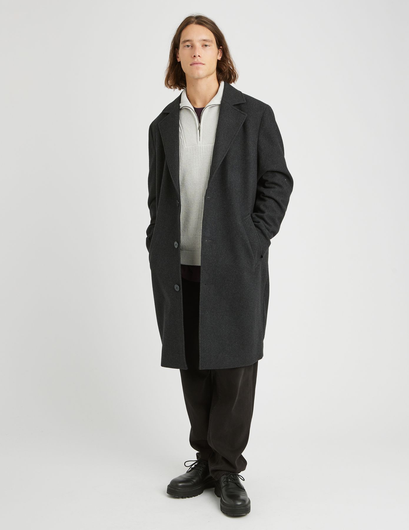 Manteau long en laine