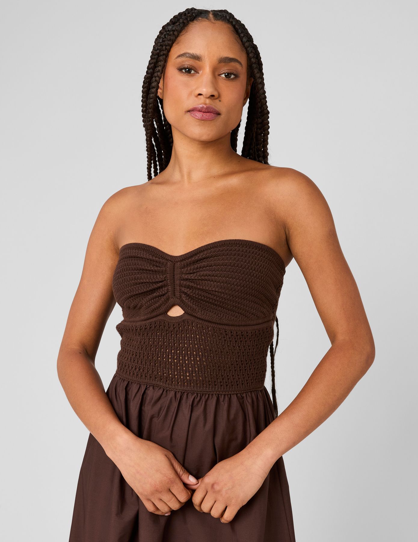 Robe bustier bi-mati&egrave;re