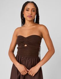 Robe bustier bi-mati&egrave;re