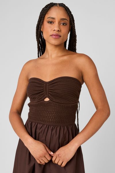 Robe bustier bi-mati&egrave;re