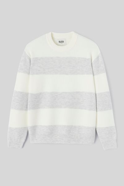 Pull col rond maxi rayures