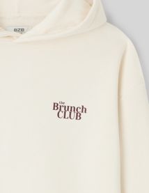 Sweat col capuche imprimé devant/dos