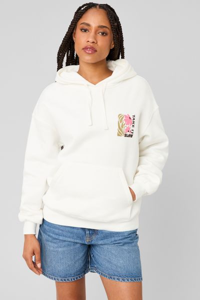 Sweat col capuche imprim&eacute; devant / dos