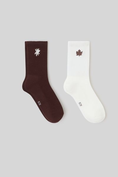 Lot de 2 paires de chaussettes broderie