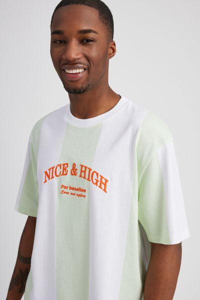T-shirt rayures maxi et broderie