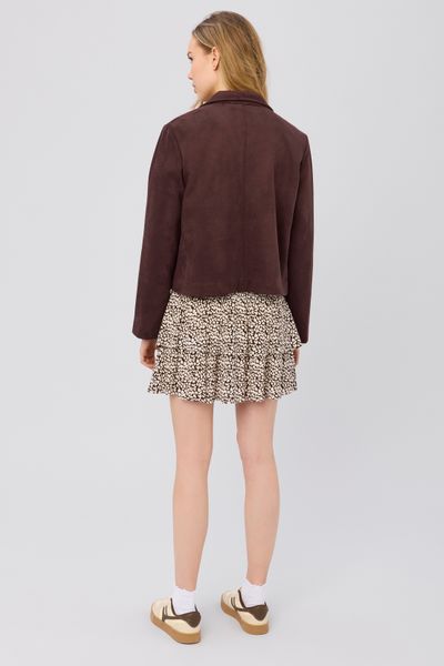 Jupe courte imprim&eacute;e &agrave; volants