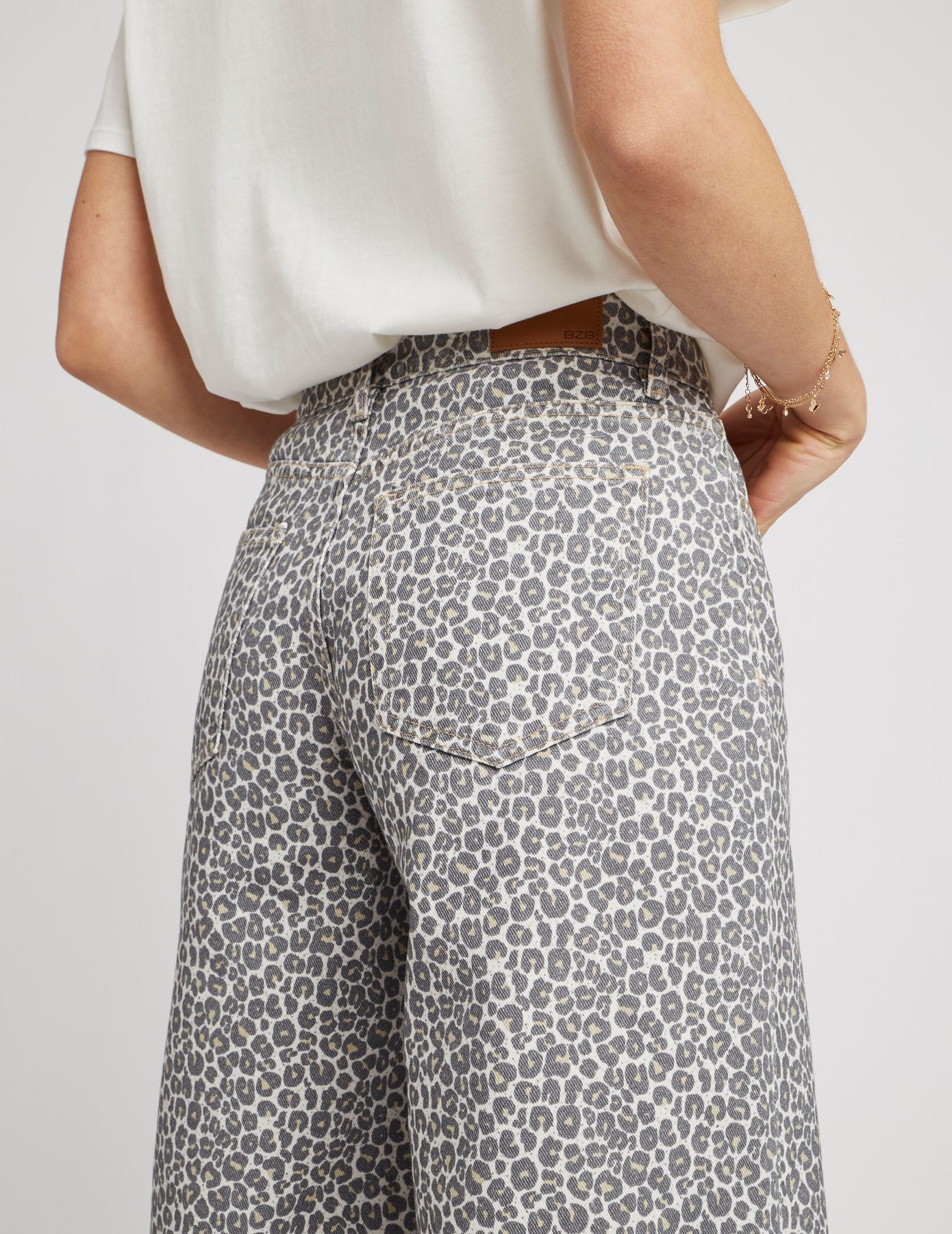 Jean wide leg imprimé léopard