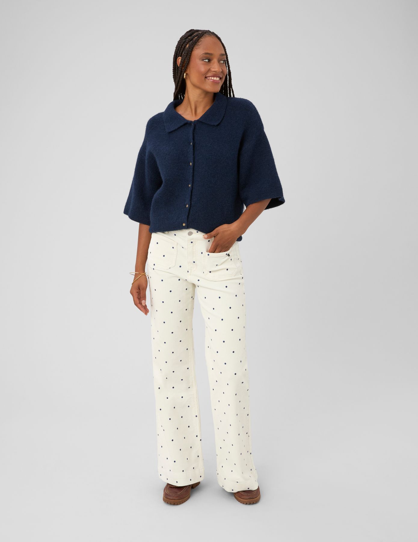 Pantalon imprim&eacute; coupe droite