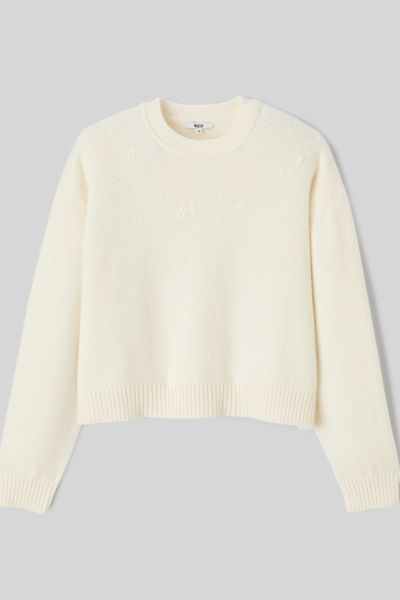 Pull broderie florale