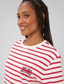 T-shirt ray&eacute; manches courtes