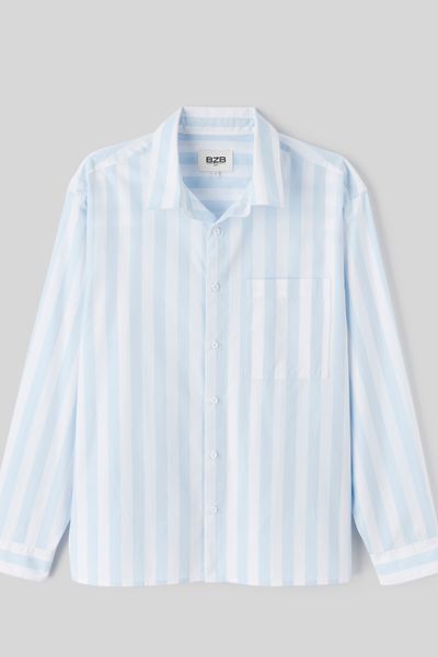 Chemise rayée boxy en popeline
