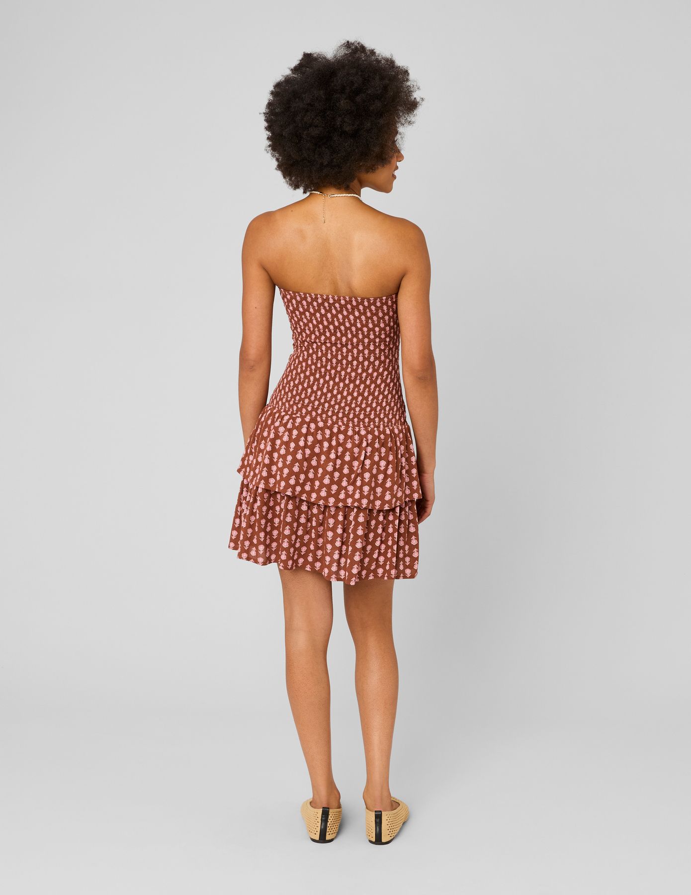 Robe courte imprim&eacute;e bustier