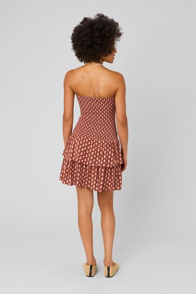 Robe courte imprim&eacute;e bustier