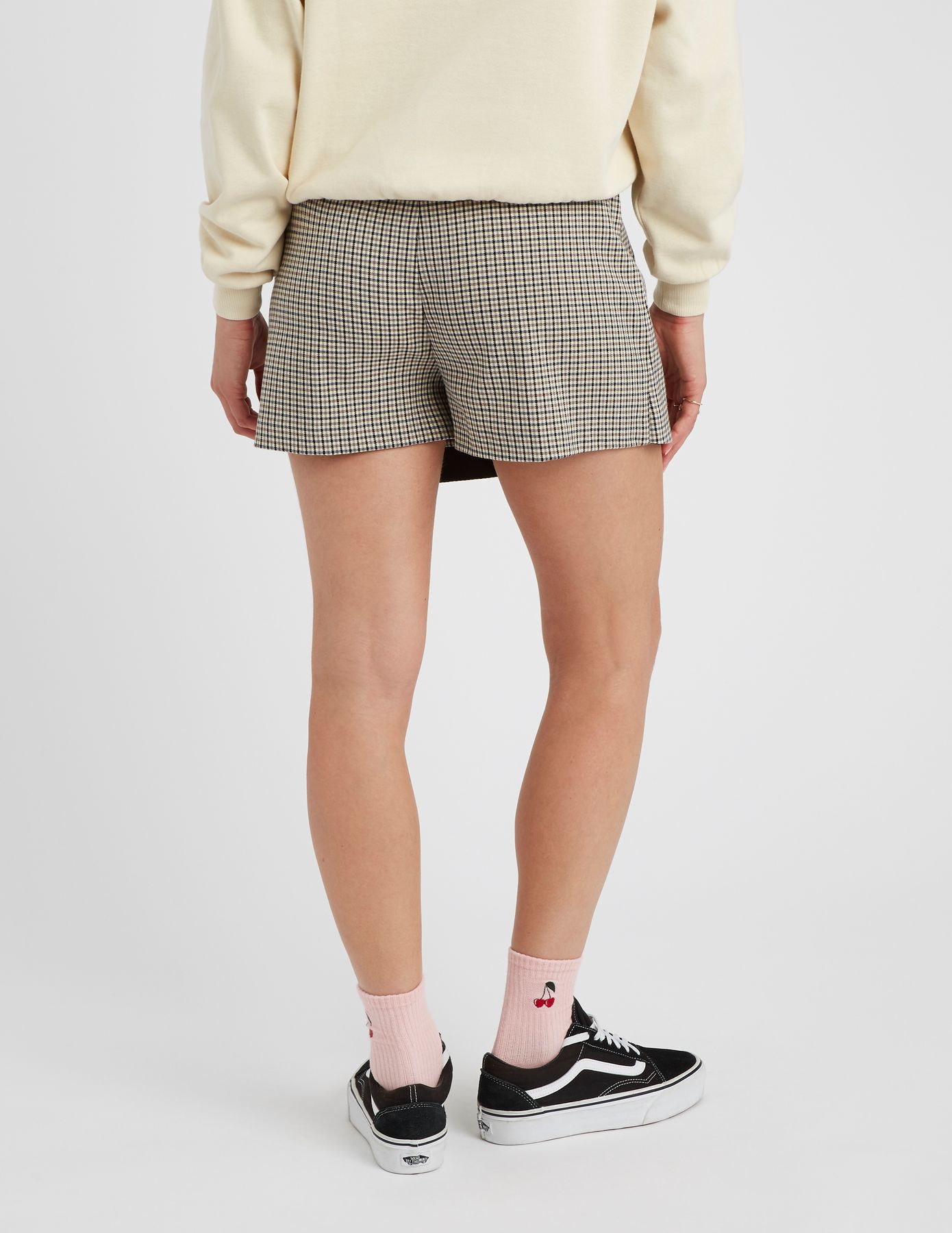 Jupe short carreaux en polyester recycl&eacute;