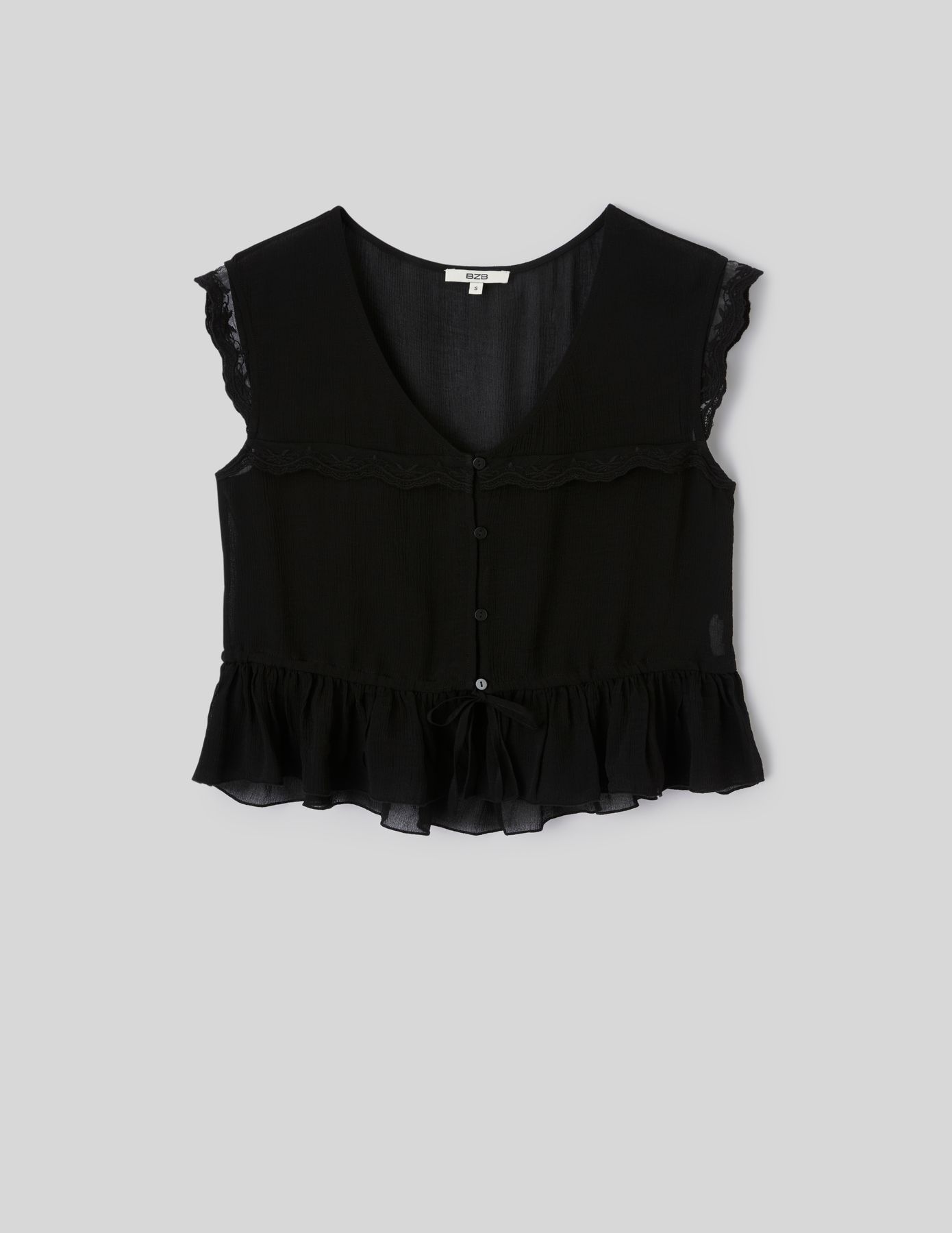 Blouse sans manches &agrave; volants