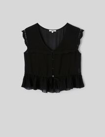 Blouse sans manches &agrave; volants