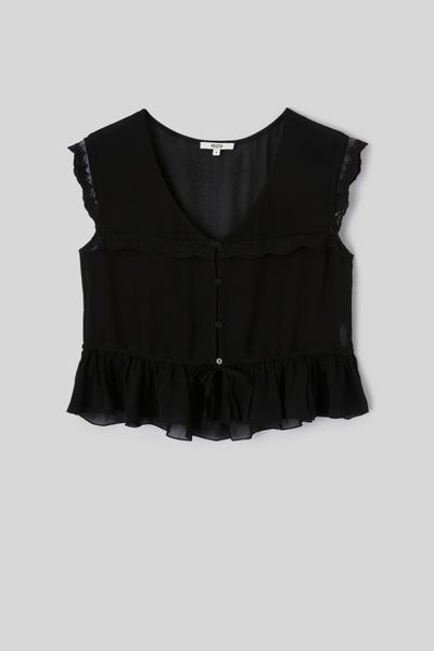 Blouse sans manches &agrave; volants