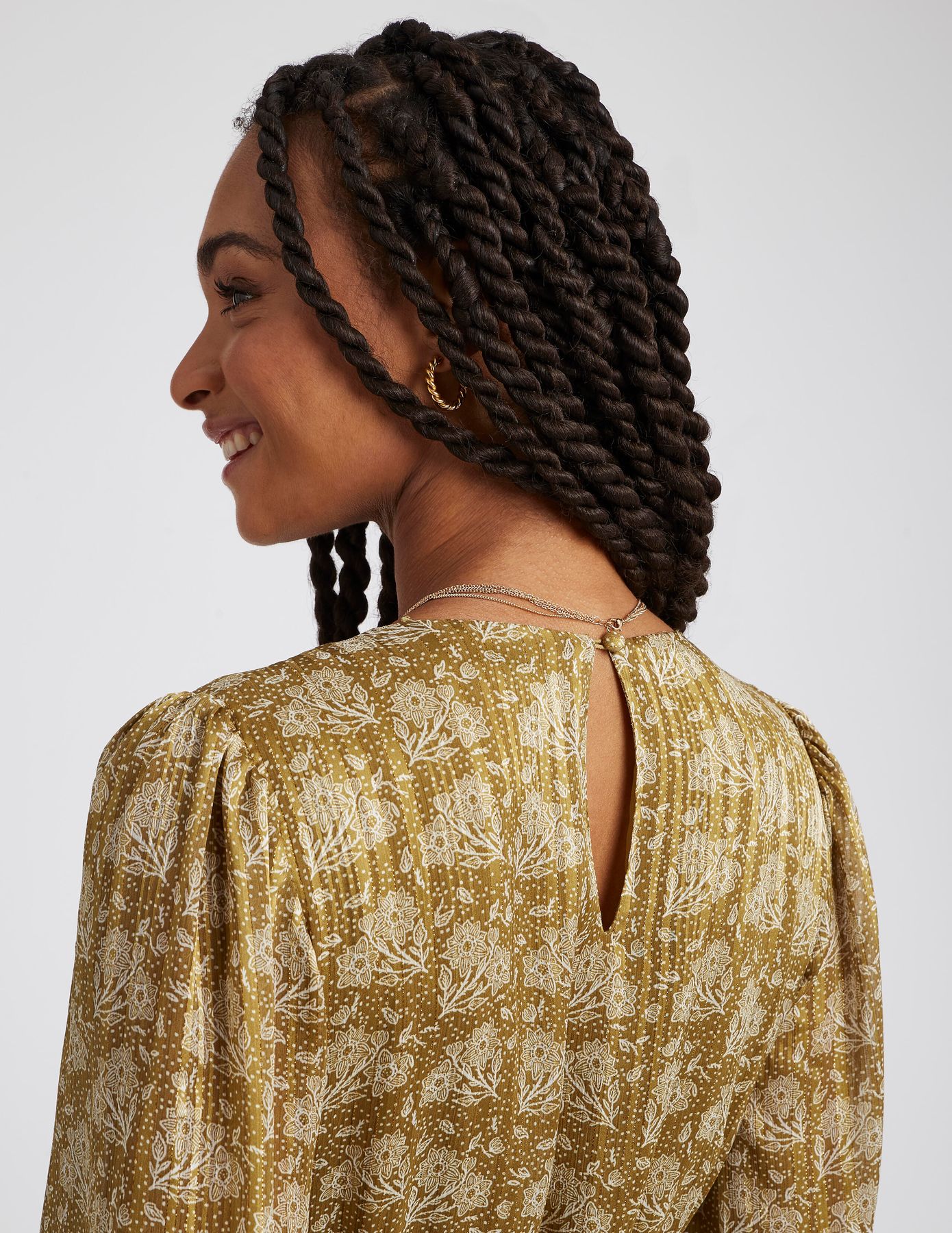 Robe longue imprim&eacute;e en polyester recycl&eacute;