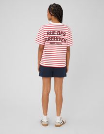 T-shirt ray&eacute; manches courtes