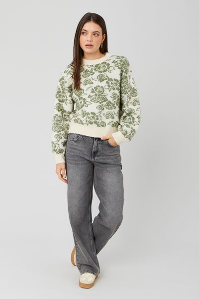 Pull col rond jacquard