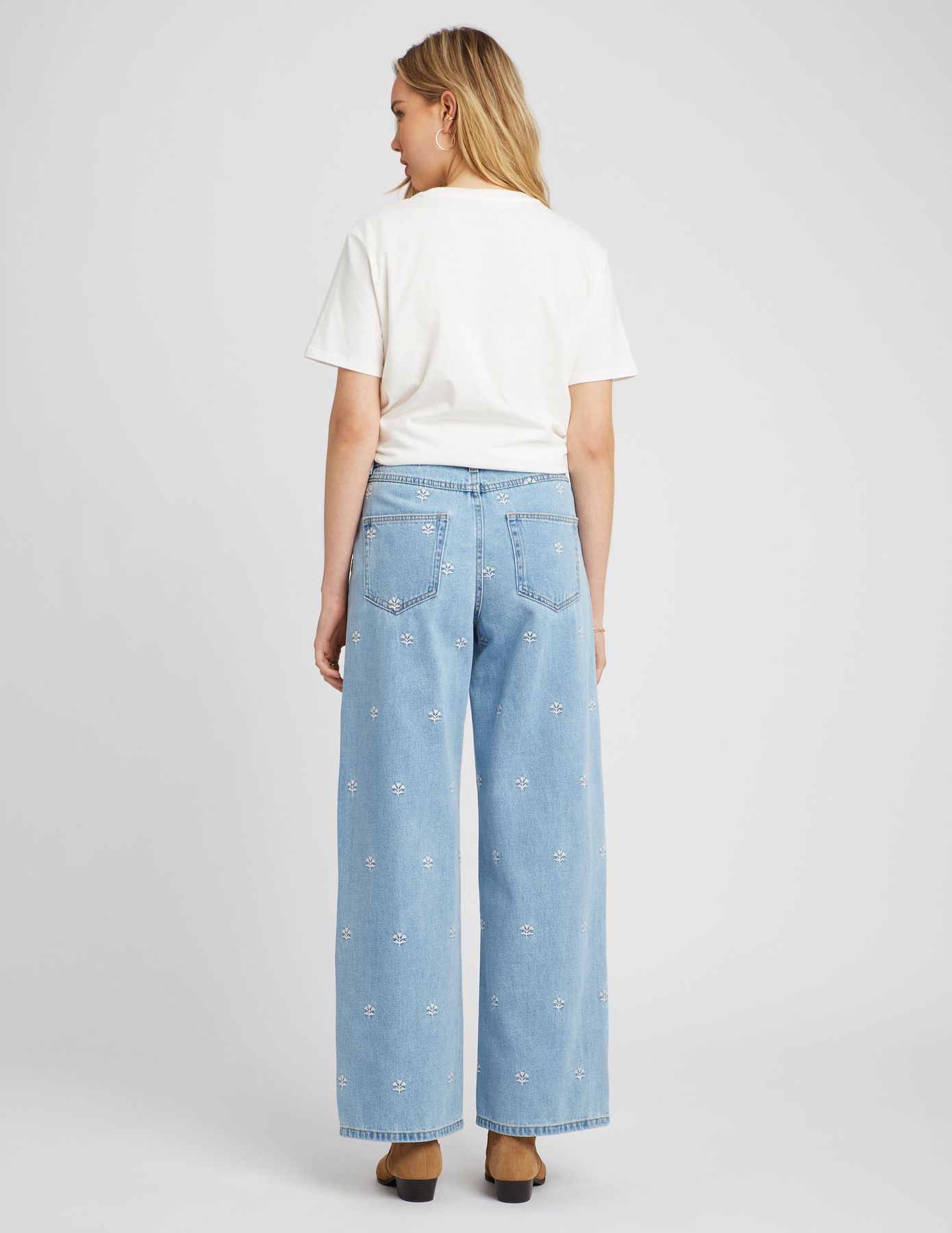 Jean wide leg brodé