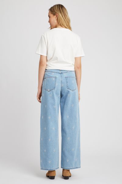 Jean wide leg brodé