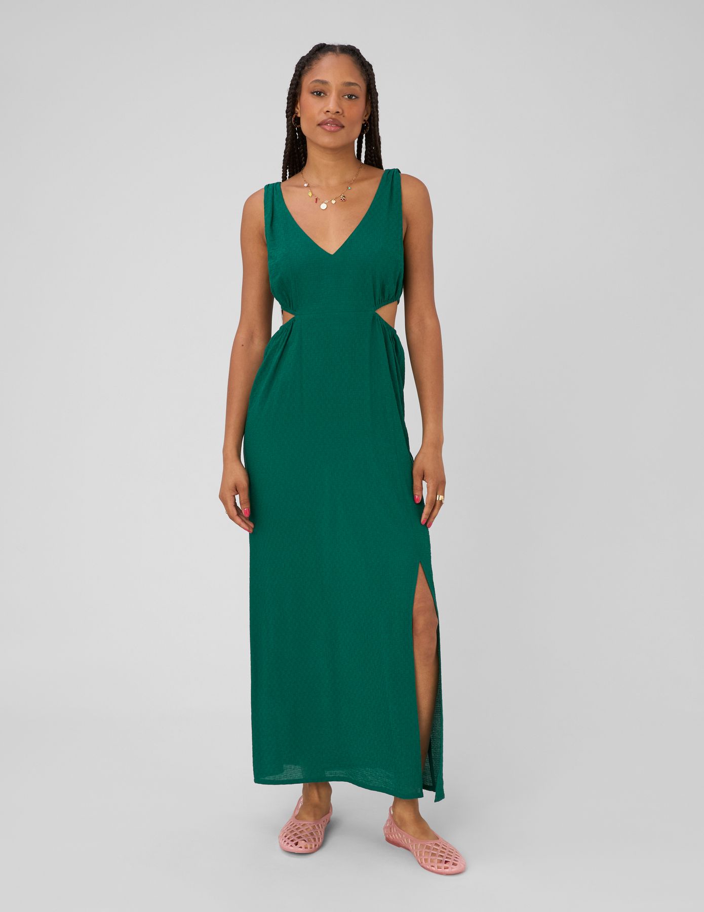 Robe longue col V