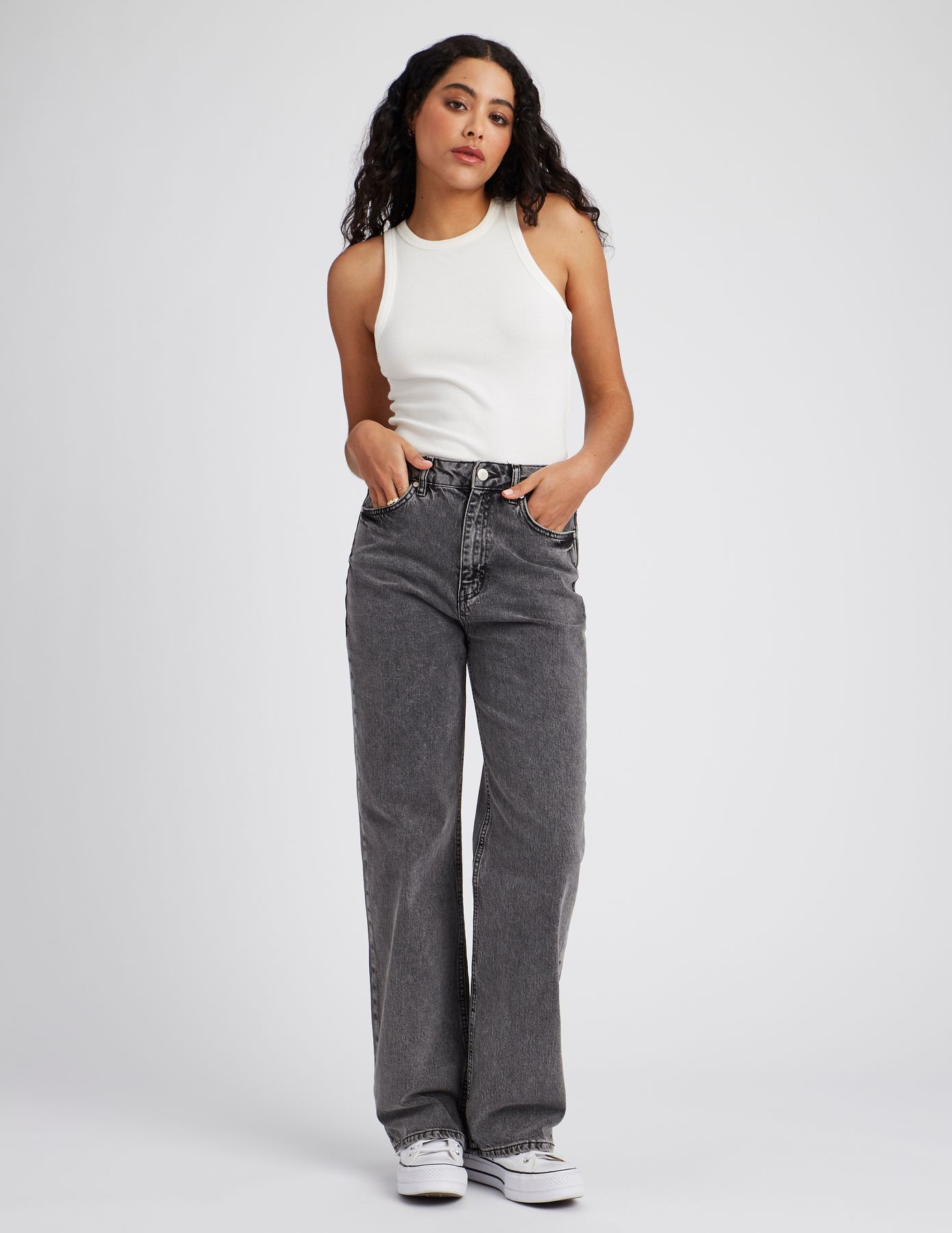 Jean straight taille haute