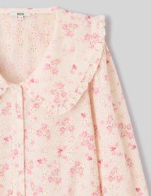 Chemise en broderie anglaise &agrave; imprim&eacute; fleuri