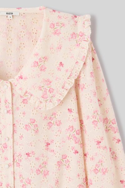 Chemise en broderie anglaise &agrave; imprim&eacute; fleuri