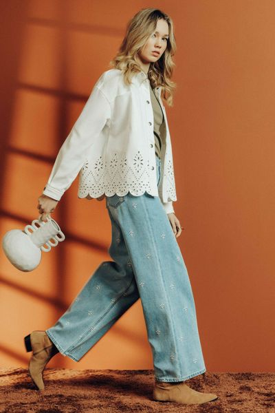 Veste twill broderie anglaise