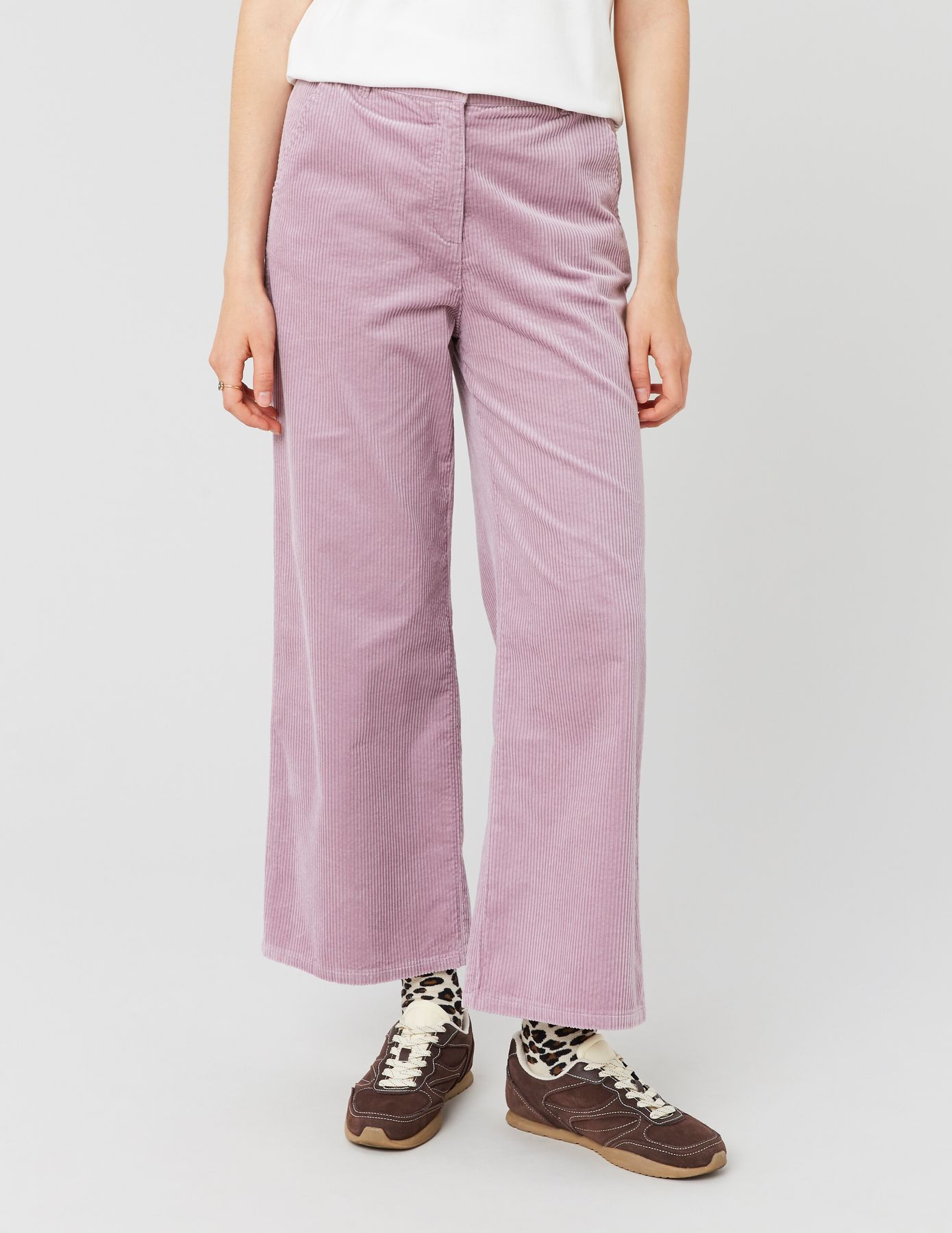 Pantalon wide leg velours cropped