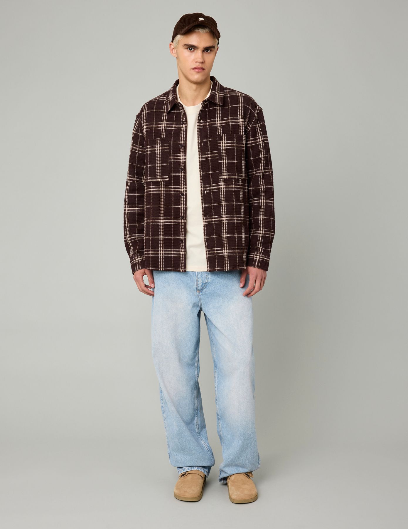 Surchemise waffle à carreaux